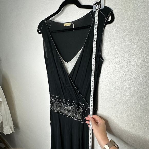 Vintage Max Studio Special Edition Black Ivory Sheer Silk Embroidered Dress S - Picture 13 of 15
